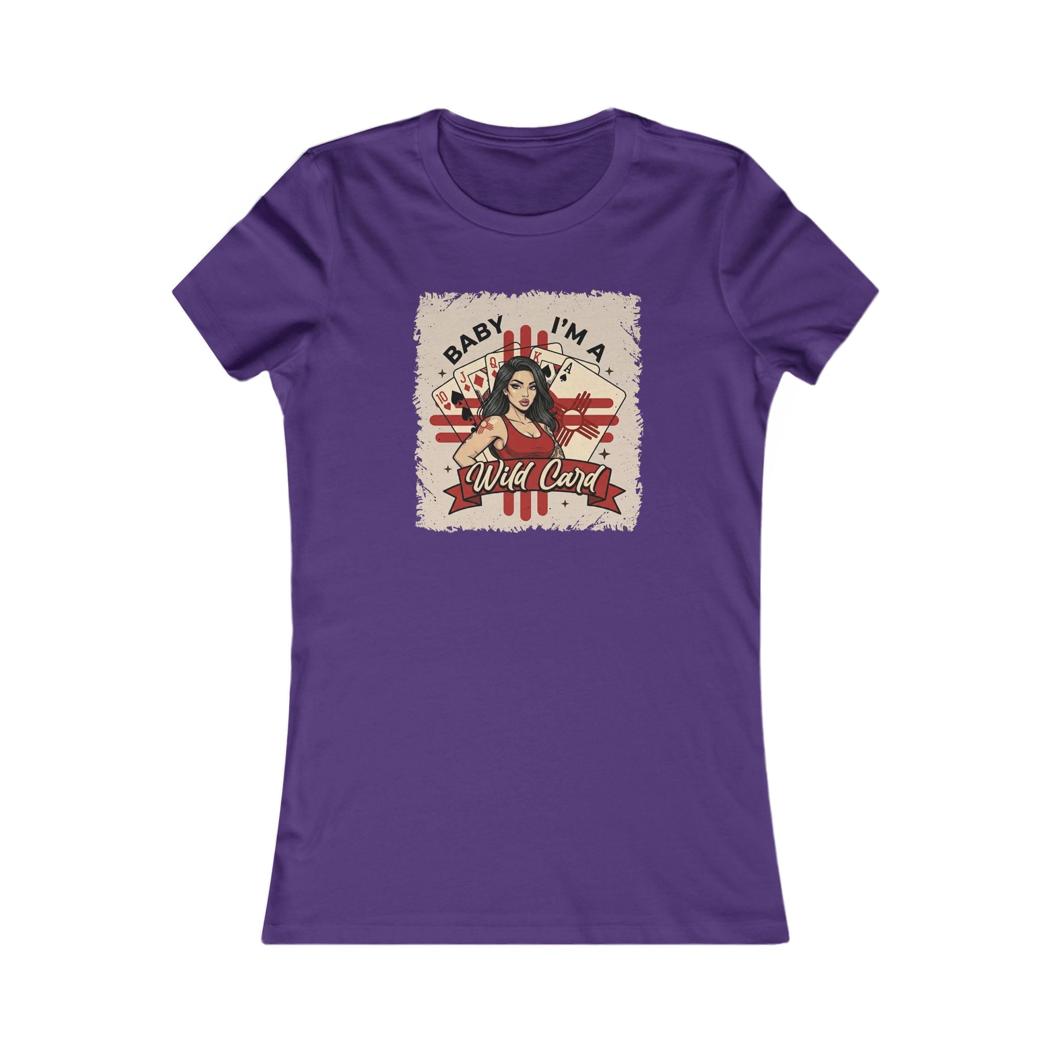 Women's Tee — "Baby I'm a Wild Card" Retro Pin-Up Graphic
