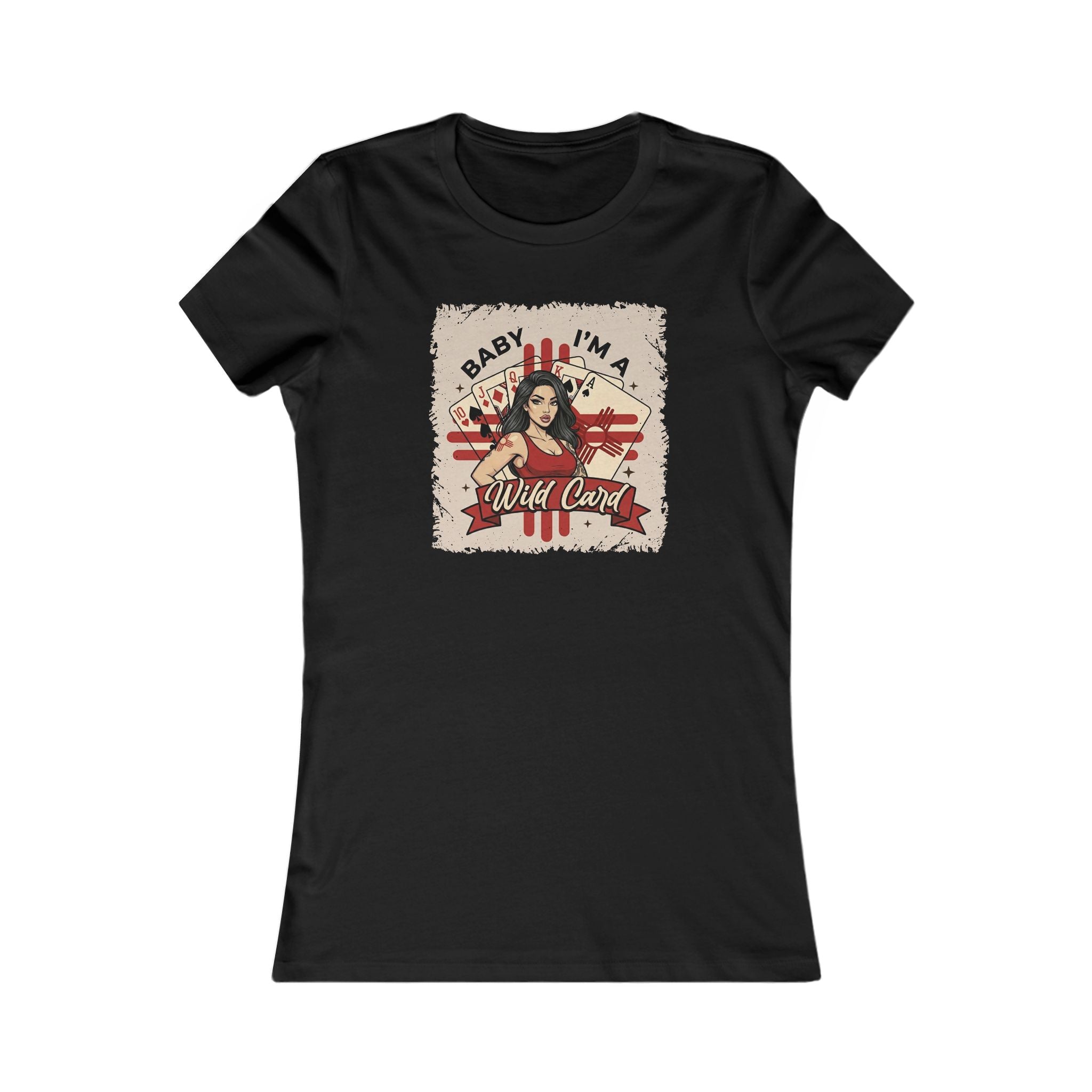 Women's Tee — "Baby I'm a Wild Card" Retro Pin-Up Graphic