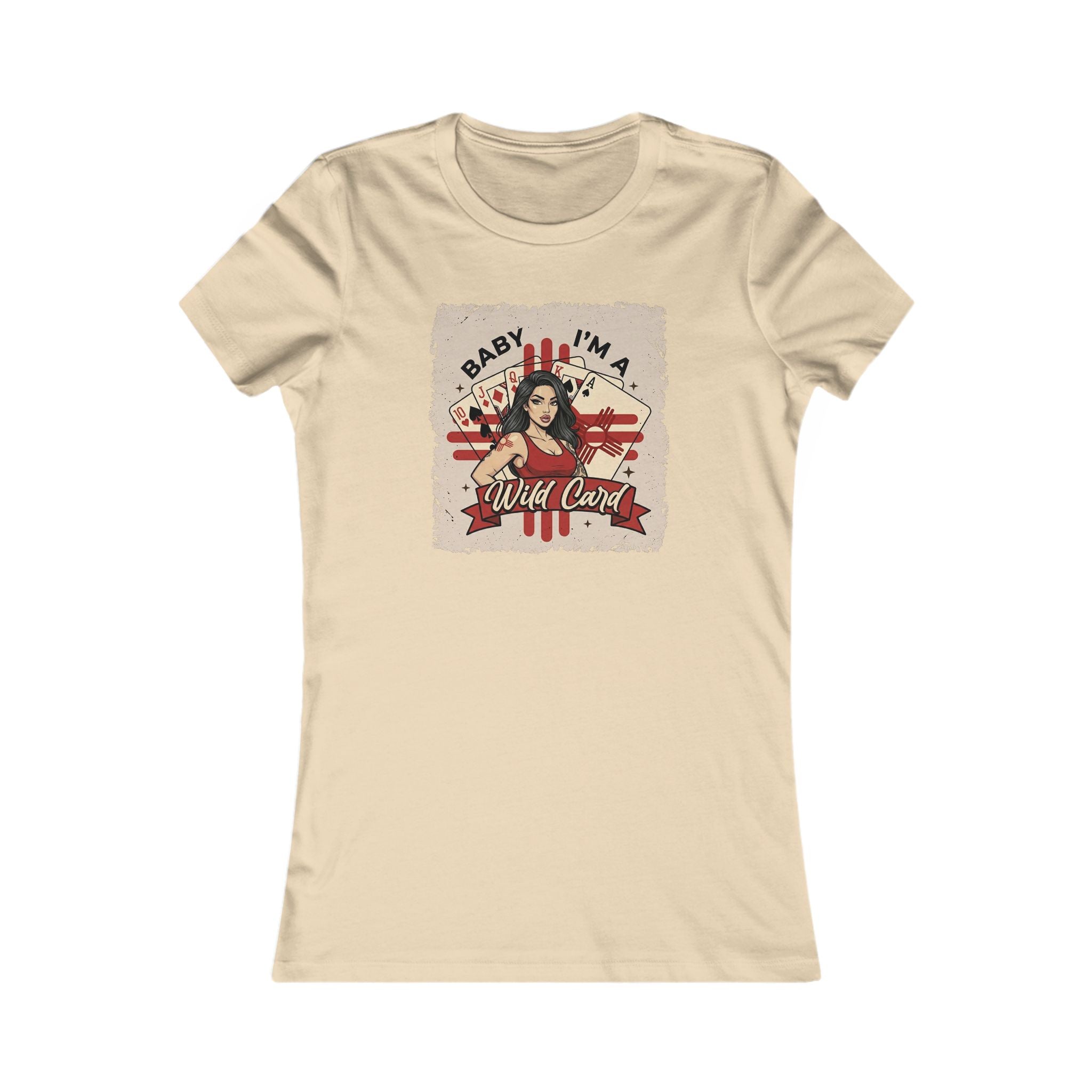 Women's Tee — "Baby I'm a Wild Card" Retro Pin-Up Graphic