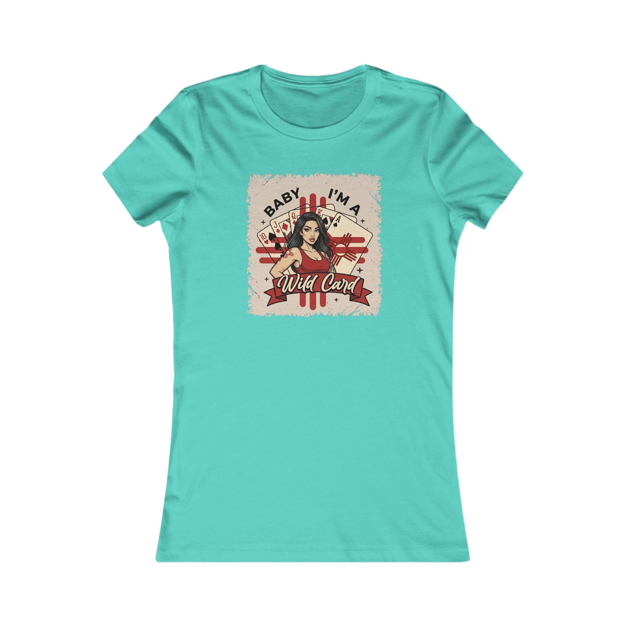 Women's Tee — "Baby I'm a Wild Card" Retro Pin-Up Graphic