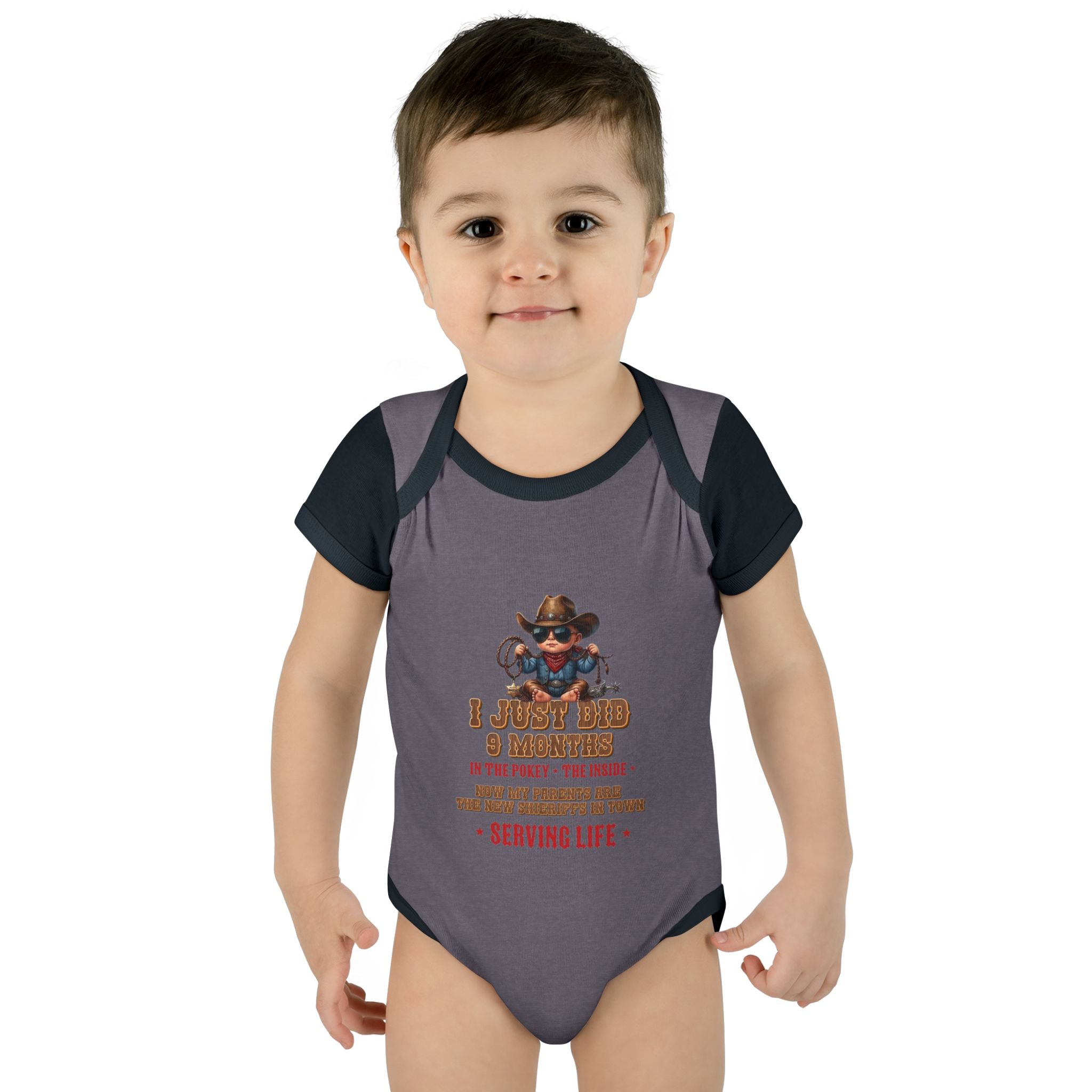 Just Did 9 Months cowboy Baby Onsie
