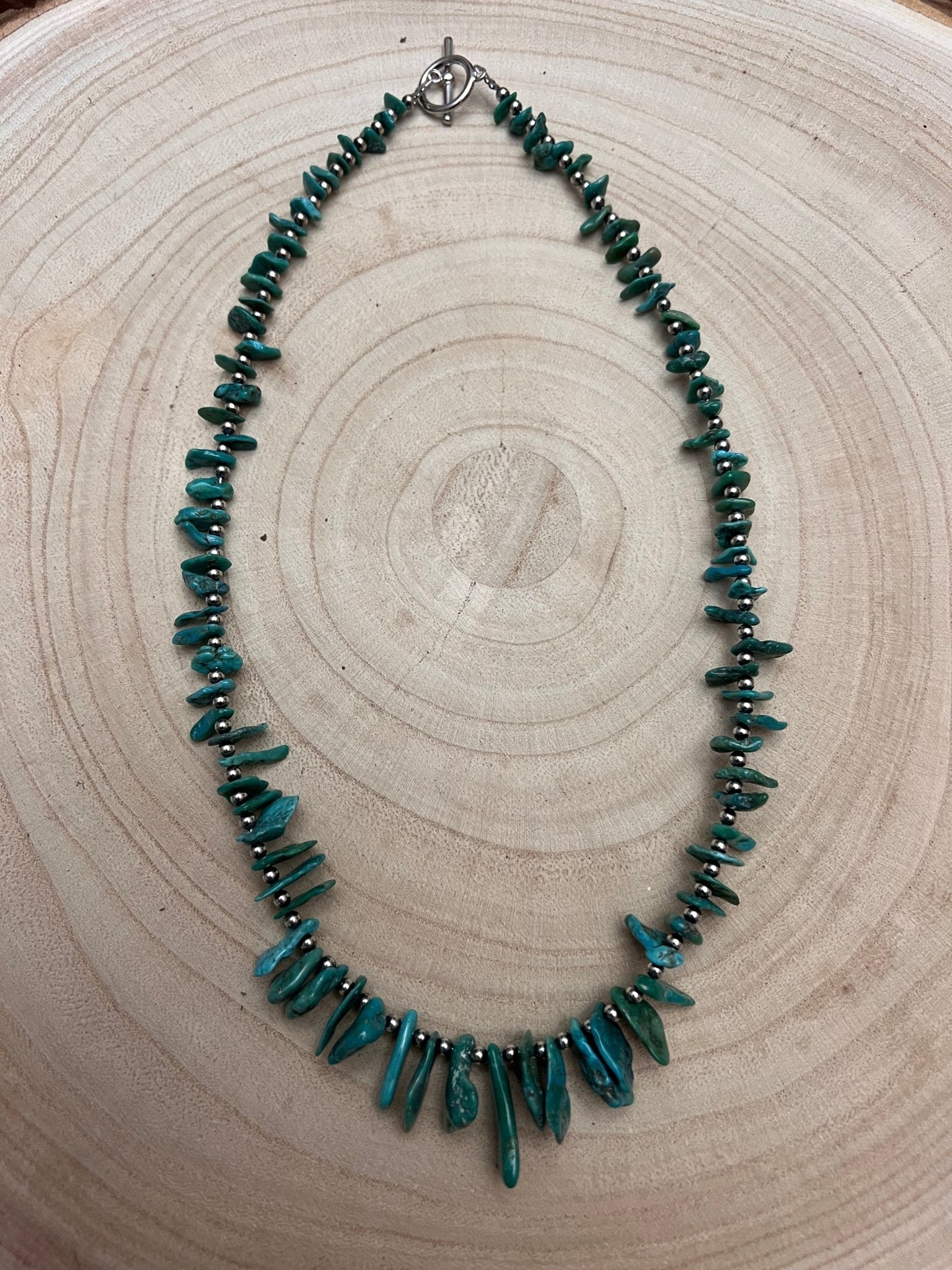 3mm Sterling Pearl Necklace with American Turquoise — 18 inch (One-of-a-Kind)